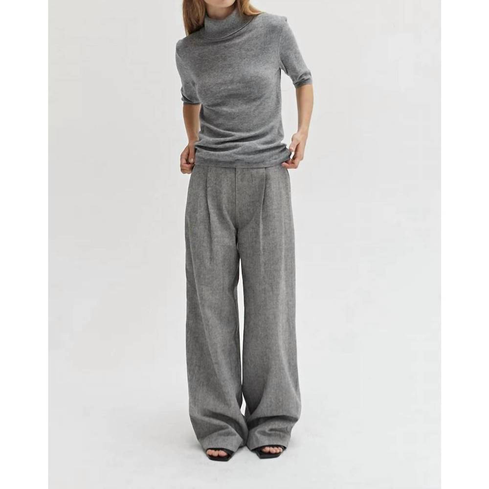 NEW CRESCENT half sleeve turtleneck top in heather grey